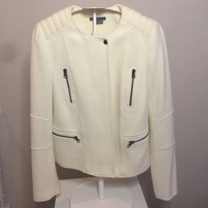 Vince Cream Wool Moto Jacket Sz 10